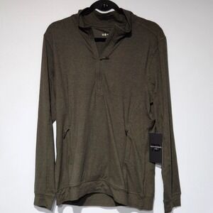 7 Diamonds Mens Medium Core Performance 1/4 Zip Pullover Green Lightweight NEW